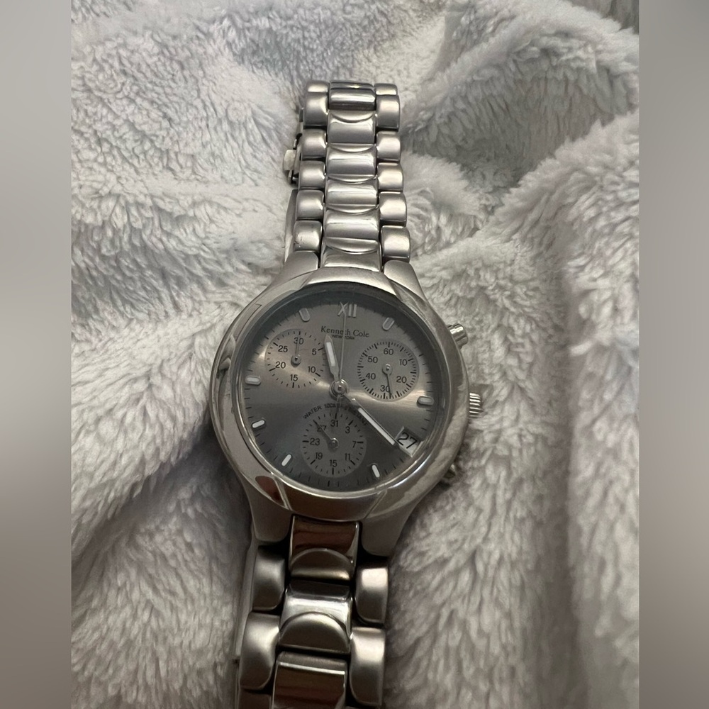 NWOT Authentic Vintage Kenneth Cole Adjustable Chronograph Stainless Steel Watch